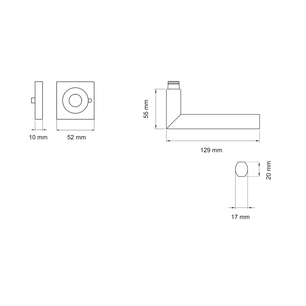 Technische Zeichnung [ER43Q S9 73] Karcher Drückergarnitur "Porto" ER43Q (KD Comfort Privacy)