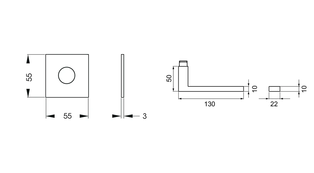 Technische Zeichnung [EPL61Q 0S 83] Karcher Drückergarnitur "Venedig" EPL61Q (Kosmos Schwarz, Ohne Schlüsselrosette)