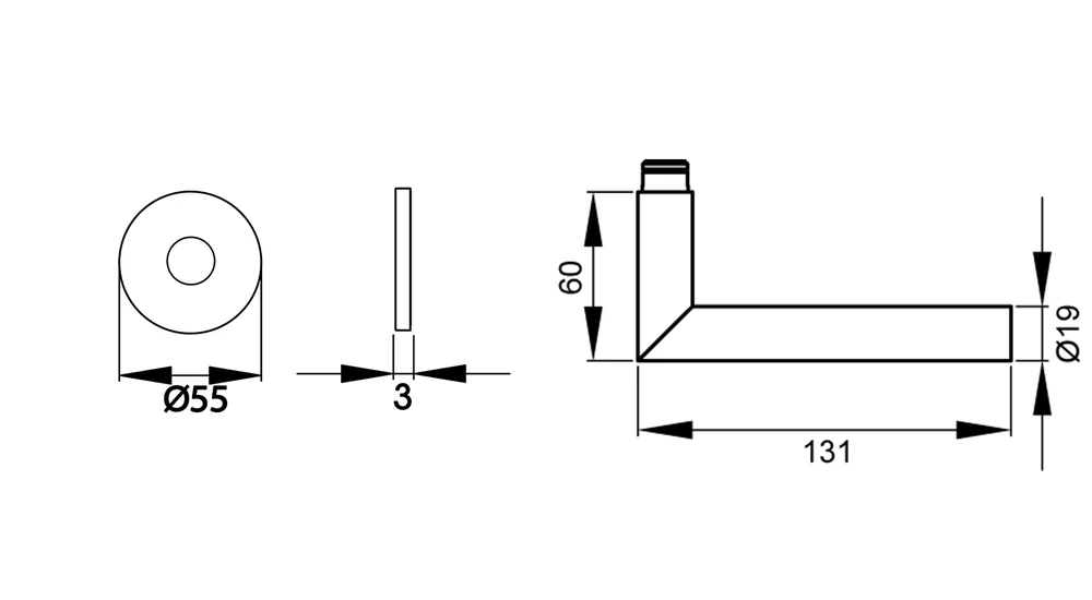 Technische Zeichnung [EPL28 0S 81] Karcher Drückergarnitur "Rhodos" EPL28 (Antik Bronzeoptik, Ohne Schlüsselrosette)