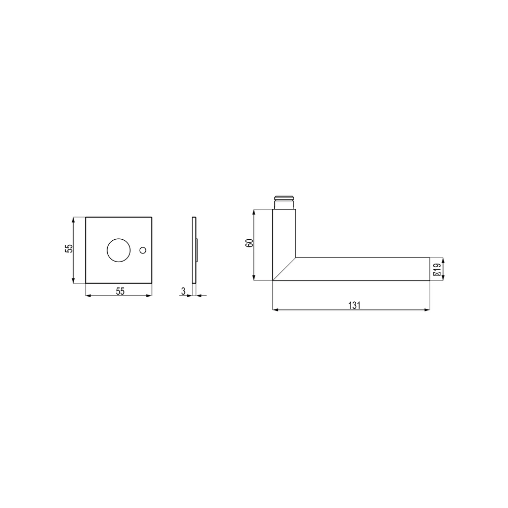 Technische Zeichnung [EPL28Q S9L 71] Karcher Drückergarnitur "Rhodos" EPL28Q (Edelstahl matt, KD Comfort Privacy links)