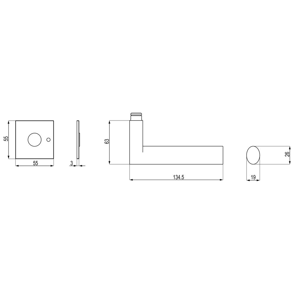 Technische Zeichnung [EPL45Q S9L 71] Karcher Drückergarnitur "Madeira" EPL45Q (Edelstahl matt, KD Comfort Privacy links)