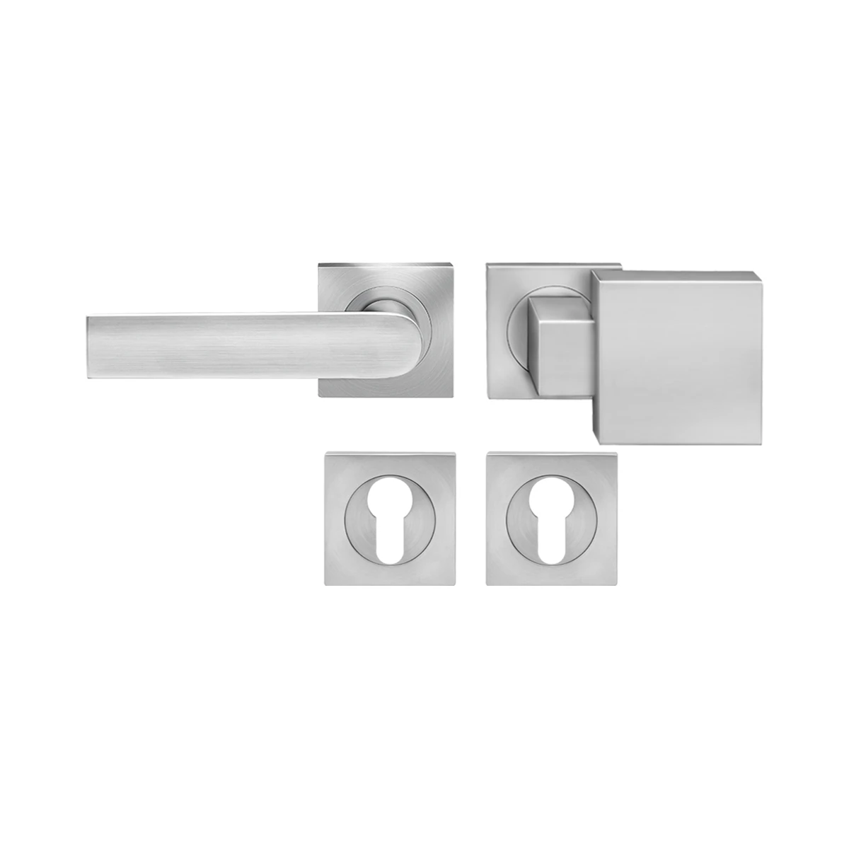 Karcher Türgriff-Garnitur "London" ER/FS51Q (Feuerschutz) (Edelstahl) - Oberfläche: Edelstahl matt, Verriegelung: Wechselgarnitur links