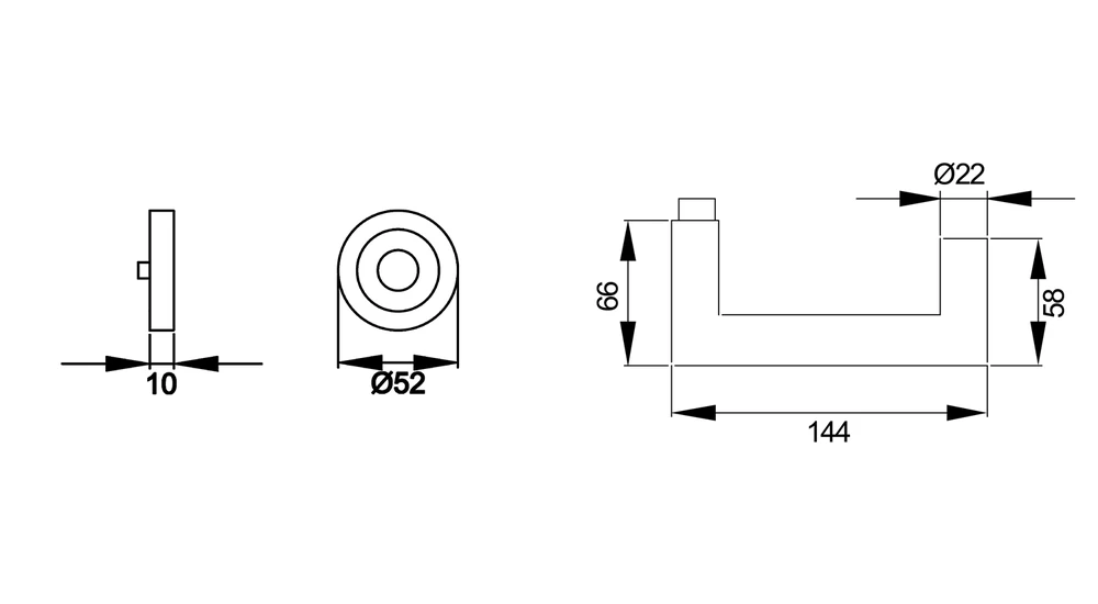 Technische Zeichnung [ER/FS 10V 0S 71] Karcher Drückergarnitur "Kos XL" ER/FS10 (Feuerschutz) (Ohne Schlüsselrosette)