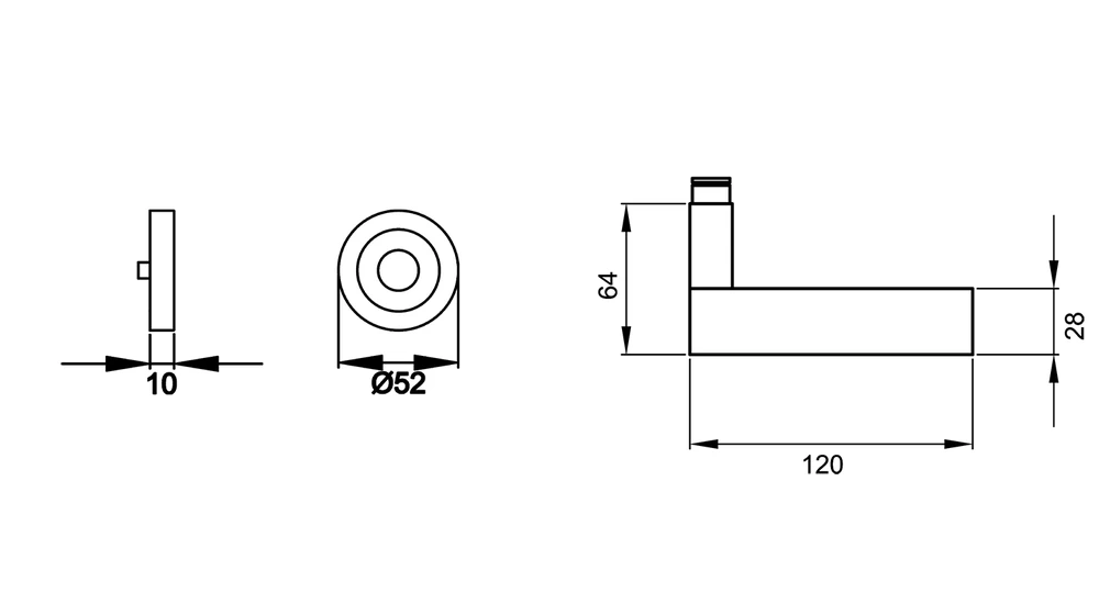 Technische Zeichnung [R220 0S 56] Karcher Drückergarnitur "Chicago" R220 (Ohne Schlüsselrosette)