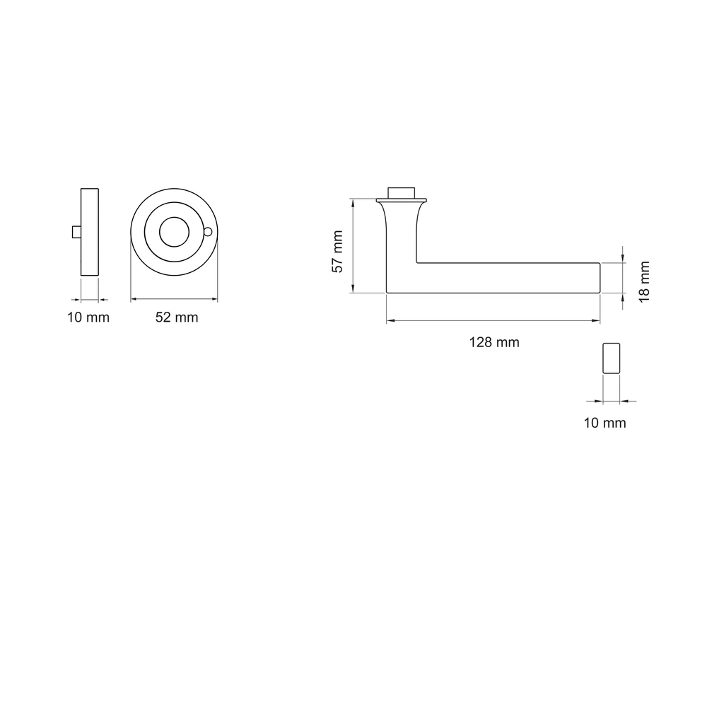Technische Zeichnung [ER57 S9 83] Karcher Drückergarnitur "Soho" ER57 (Kosmos Schwarz, KD Comfort Privacy)