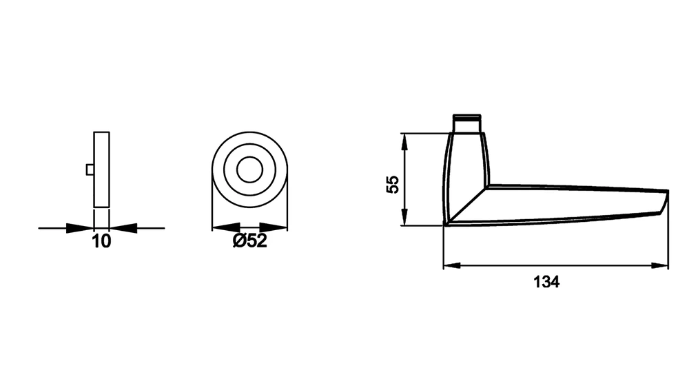 Technische Zeichnung [R230 0S 56] Karcher Drückergarnitur "Denver" R230 (Ohne Schlüsselrosette)