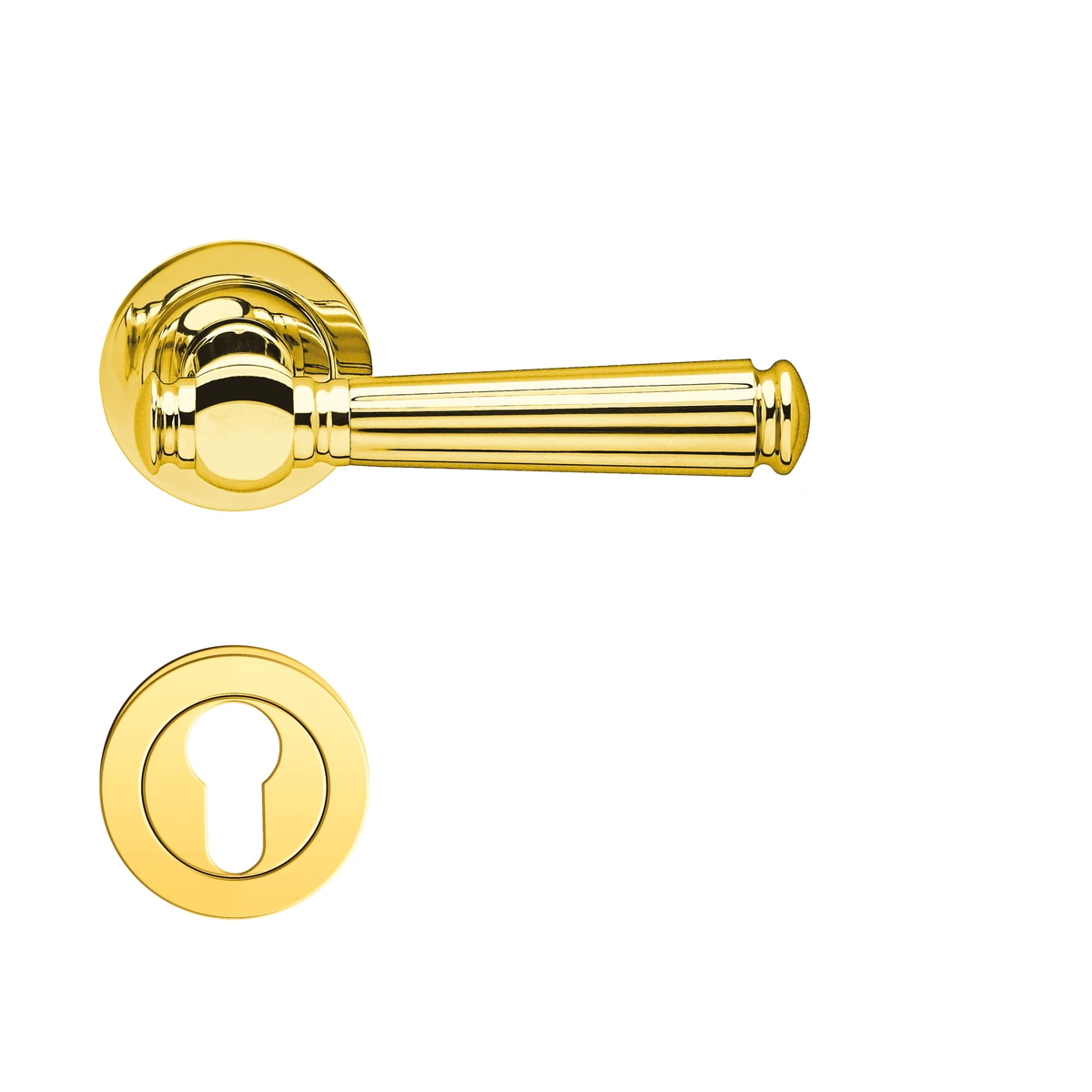 [R260 PZ0 78] Karcher Drückergarnitur "Schöntal" R260 (Zirkonium poliert, Profilzylinder)