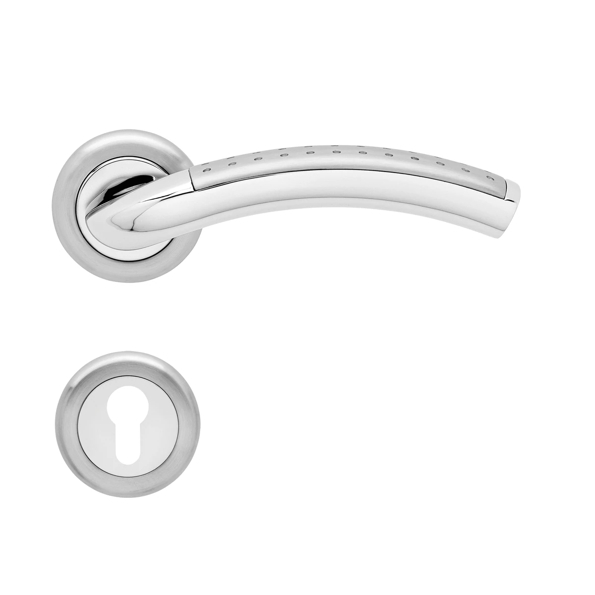 Karcher Drückergarnitur "Phoenix" R40 - Oberfläche: Chrom / Edelstahl matt, Verriegelung: Profilzylinder