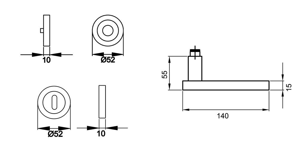Technische Zeichnung [R53Y BB0 50] Karcher Drückergarnitur "Torino" R53Y (Chrom, Buntbart)