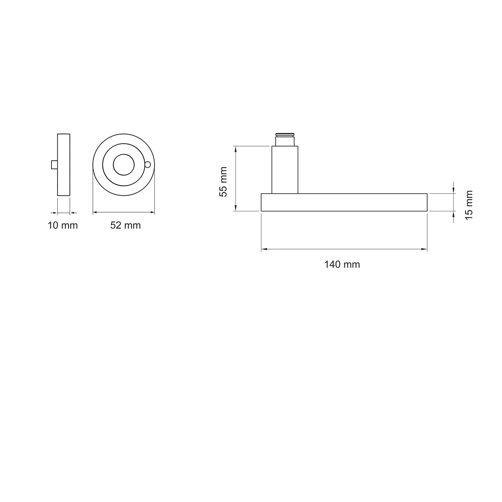 Technische Zeichnung [R53Y S9 60] Karcher Drückergarnitur "Torino" R53Y (Nickelmatt, KD Comfort Privacy)