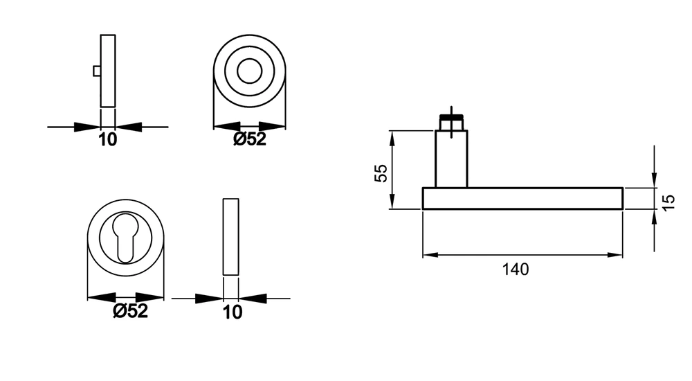 Technische Zeichnung [R53Y PZ0 83] Karcher Drückergarnitur "Torino" R53Y (Kosmos Schwarz, Profilzylinder)