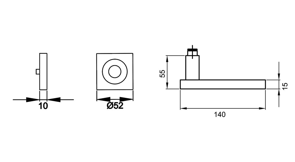 Technische Zeichnung [R53QY 0S 83] Karcher Drückergarnitur "Torino" R53QY (Kosmos Schwarz, Ohne Schlüsselrosette)