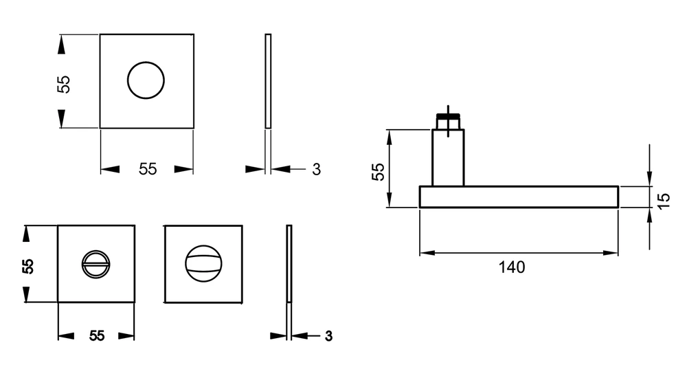 Technische Zeichnung [EPL53QY BAD 60] Karcher Drückergarnitur "Torino" EPL53QY (Nickelmatt, Bad/WC)
