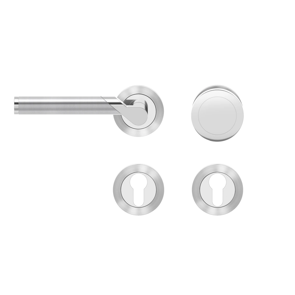 Karcher Drückergarnitur "Starlight" R38 - Verriegelung: Wechselgarnitur links, Oberfläche: Chrom / Edelstahl matt