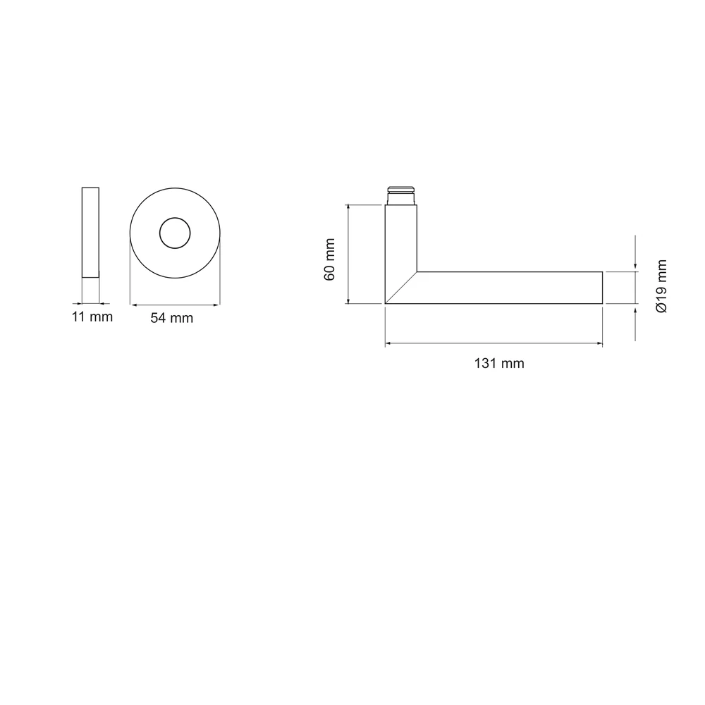 Technische Zeichnung [E300B 0S 71] Karcher Drückergarnitur "Slim Style" E300 (Edelstahl matt, Ohne Schlüsselrosette)