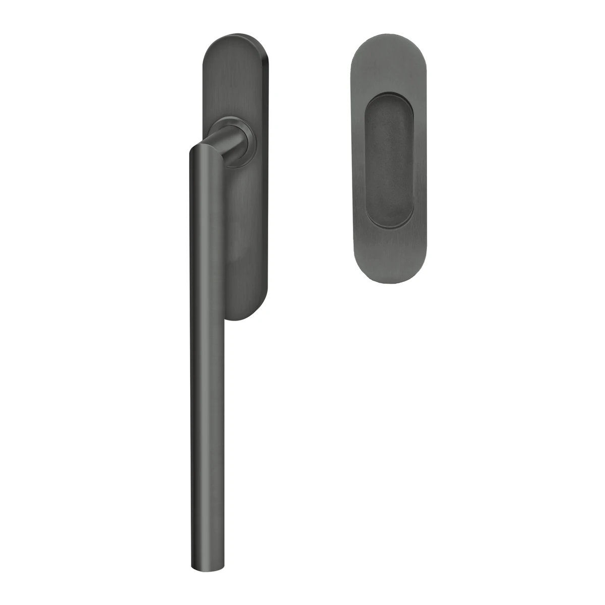 [EHSSET28 UN 89] Karcher Hebeschiebetürgriff "Rhodos" (Titan Grau, Set ungelocht)