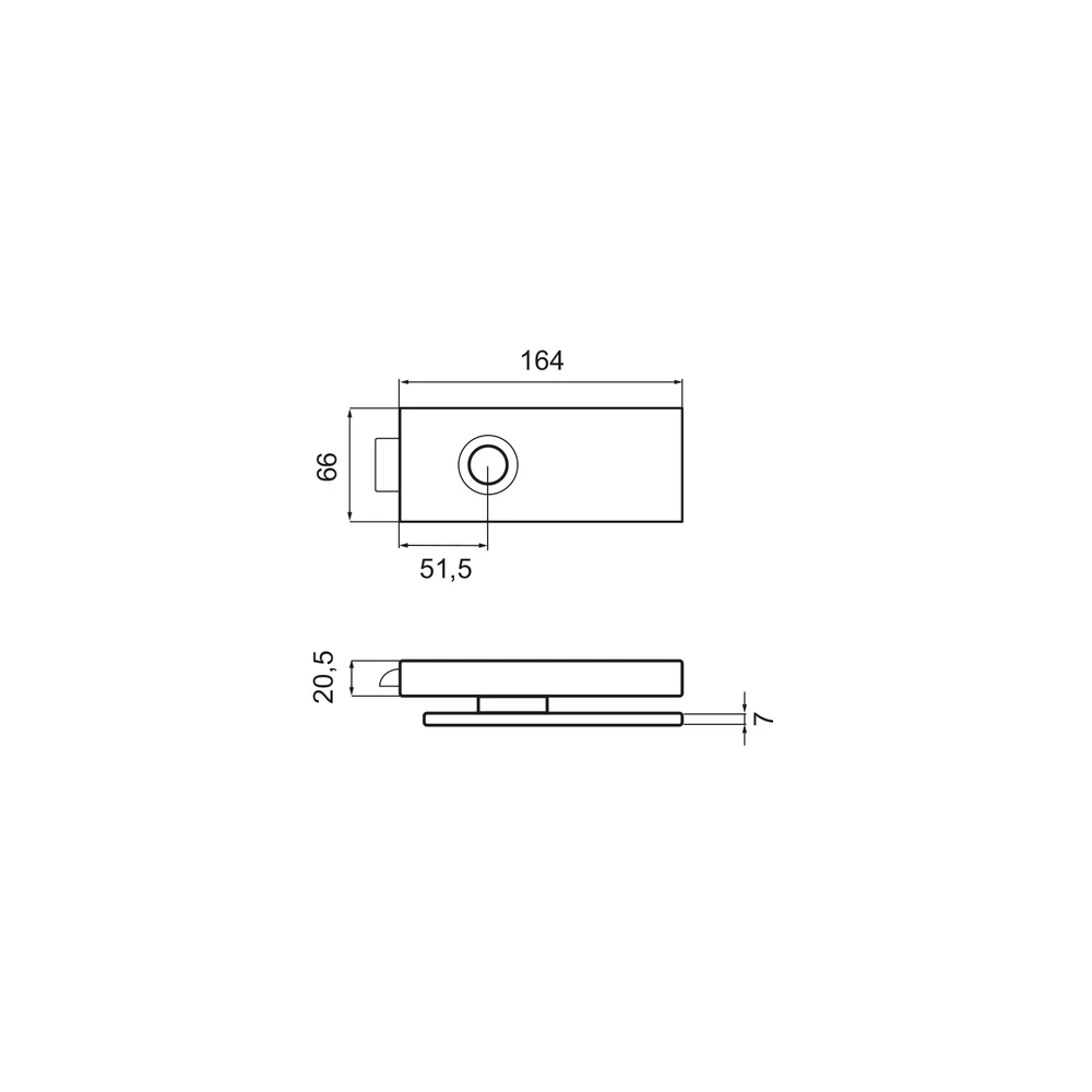 Technische Zeichnung [EGS 110Q 0S 72] Karcher Glastürschloss "Essence" EGS110Q (Edelstahl poliert, Ohne Schlüsselrosette)