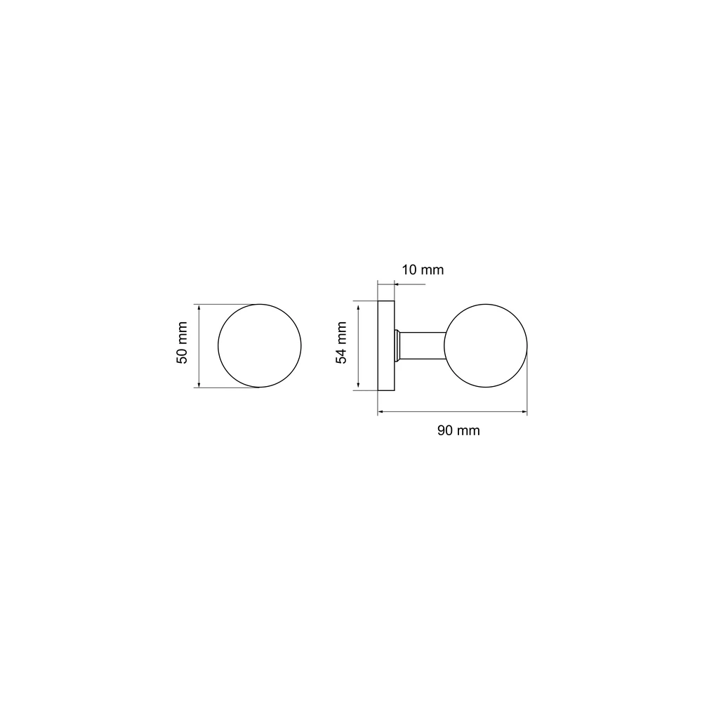 Technische Zeichnung [EK310B R 71] Karcher Türknopf "Slim Style" EK310 (Edelstahl matt, Kugel)