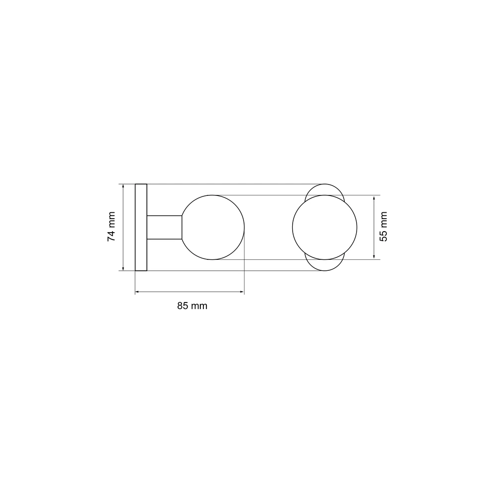 Technische Zeichnung [EK300RMF RS 83] Karcher Türknopf "Kugel" auf Rahmenrosette EK300 (Kosmos Schwarz, Fest (Gewinderolle))