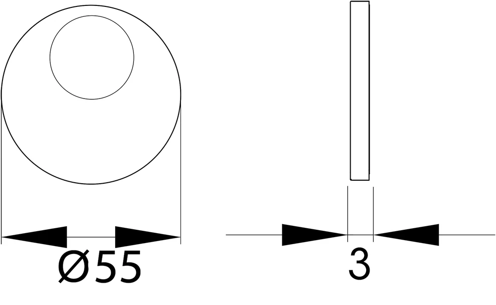 Technische Zeichnung [EZ180 KAV 81] Karcher Plan-Design-Rosette EZ180 (Antik Bronzeoptik, Rundzylinder 7,5 mm versetzt)
