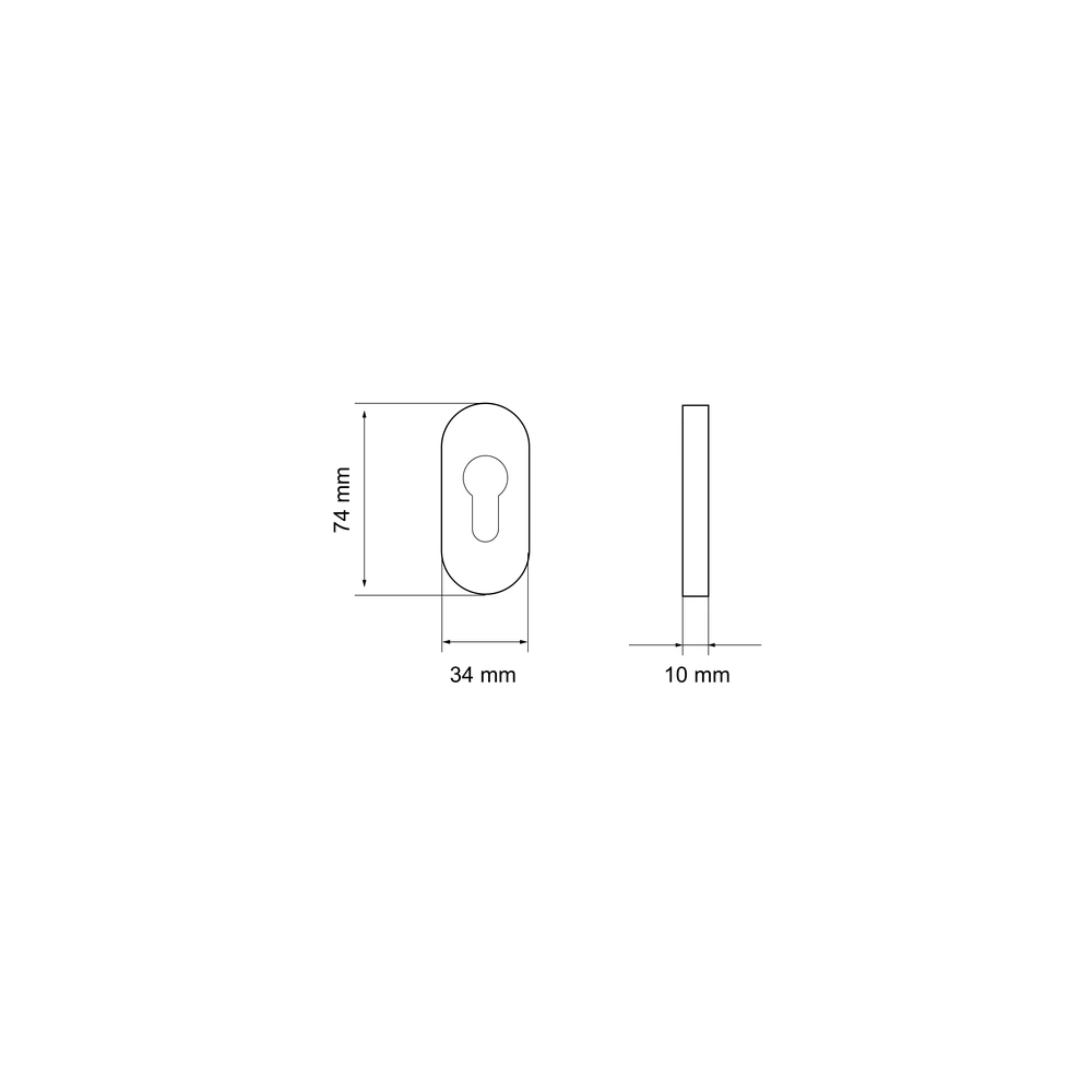 Technische Zeichnung [EZ147 PZ 71] Karcher Rahmenrosette EZ147 - Oberfläche: Edelstahl matt, Verriegelung: Profilzylinder (Edelstahl matt, Profilzylinder)