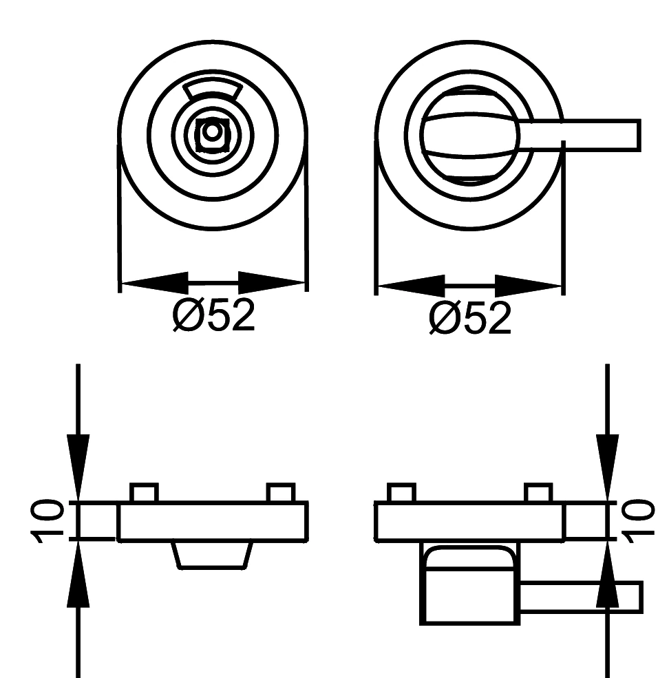 Technische Zeichnung [EZ1337 BAD 71] Karcher Schraubrosette EZ1337 - Oberfläche: Edelstahl matt, Verriegelung: Bad/WC