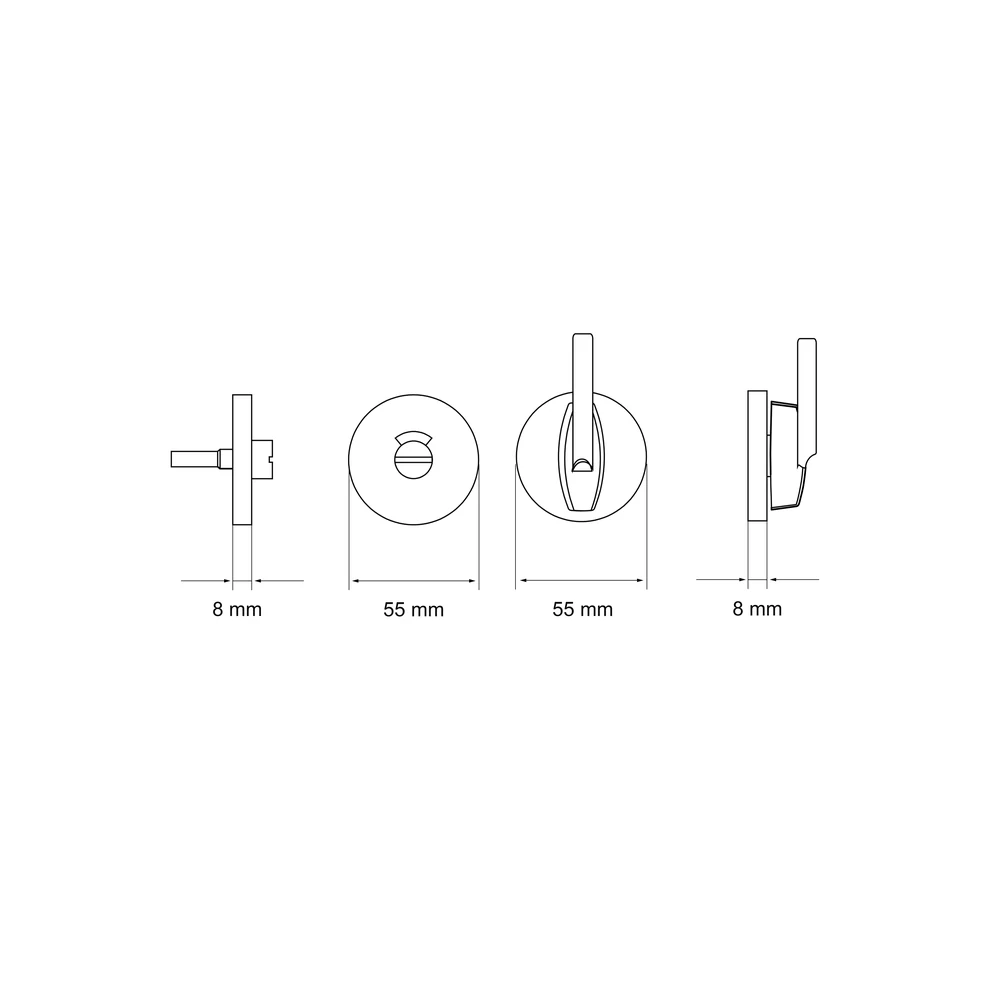 Technische Zeichnung [EZ134 BAD55 71] Karcher Performance-Rosette EZ134 (Edelstahl matt, Bad/WC (Türstärke 55–75 mm))