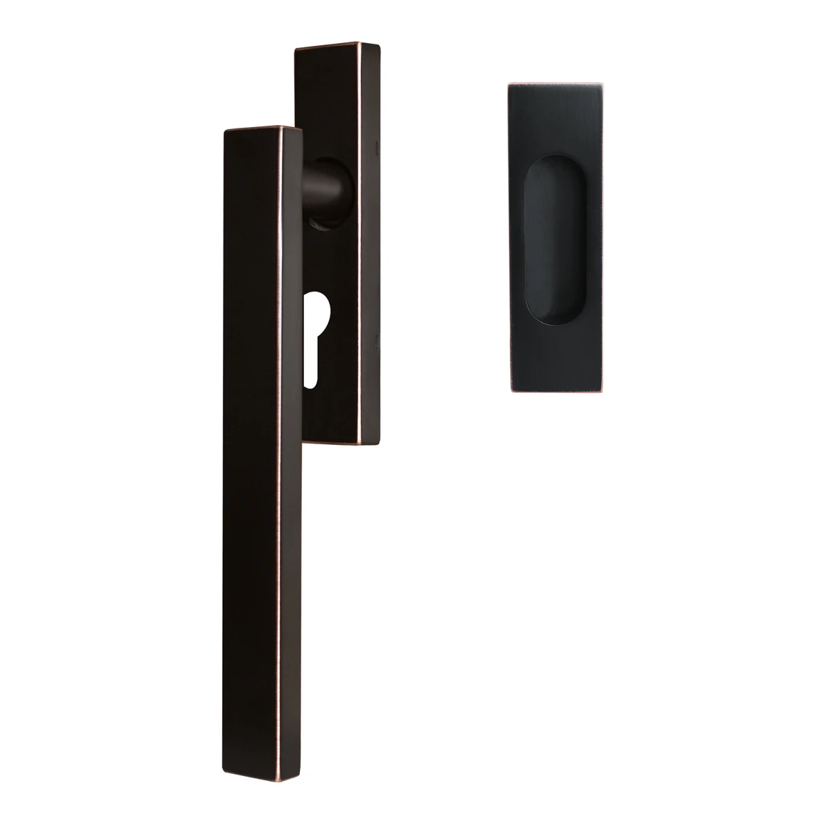 [EHSSET52Q PZ 81] Karcher Hebeschiebetürgriff "Milano" (Antik Bronzeoptik, Set Profilzylinder)