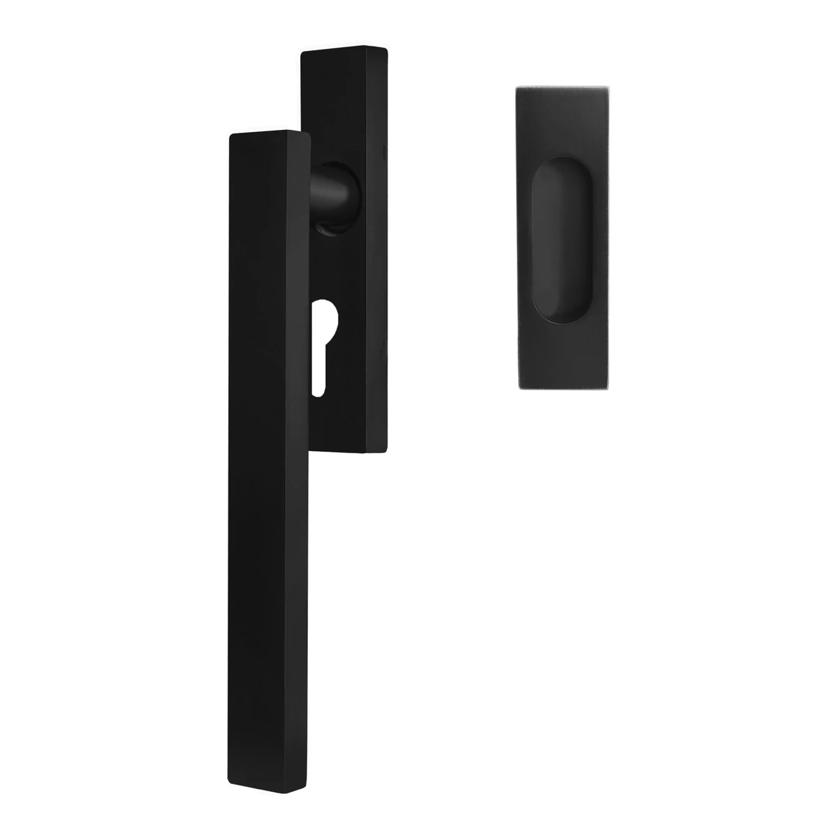[EHSSET52Q PZ 83] Karcher Hebeschiebetürgriff "Milano" (Kosmos Schwarz, Set Profilzylinder)