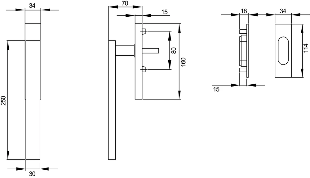 Technische Zeichnung [EHSSET52Q PZ 89] Karcher Hebeschiebetürgriff "Milano" (Titan Grau, Set Profilzylinder)