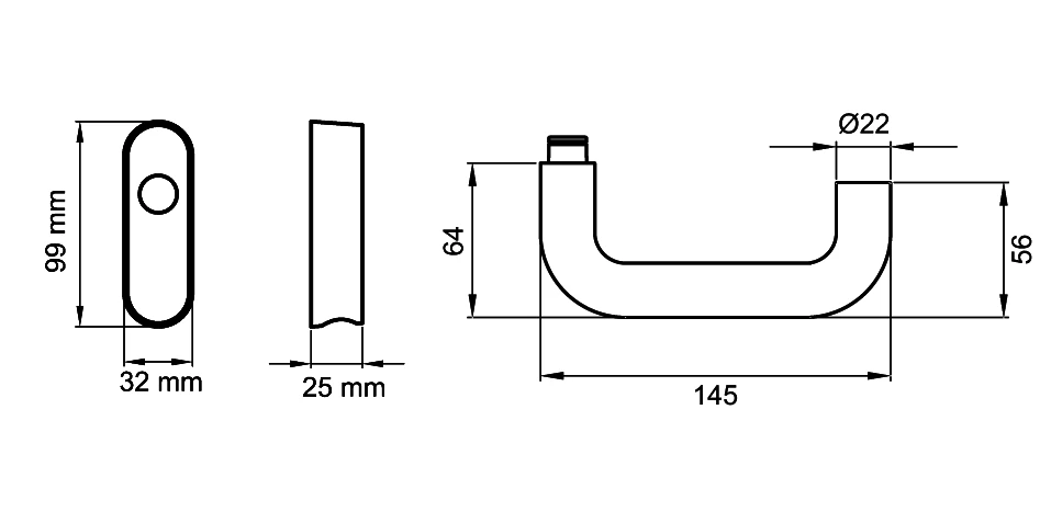 Technische Zeichnung [EF174 EAR 71] Karcher Fenstergriff "Kreta XL" (verschließbar)