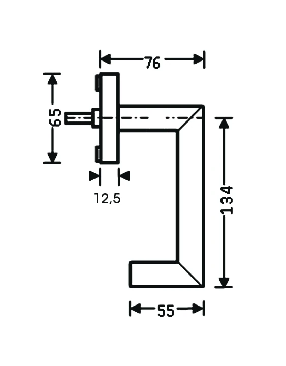 Technische Zeichnung [EF204 71] Karcher Fenstergriff "Kos" - Oberfläche: Edelstahl matt, Fensterfunktion: Drehkipp (Drehkipp)