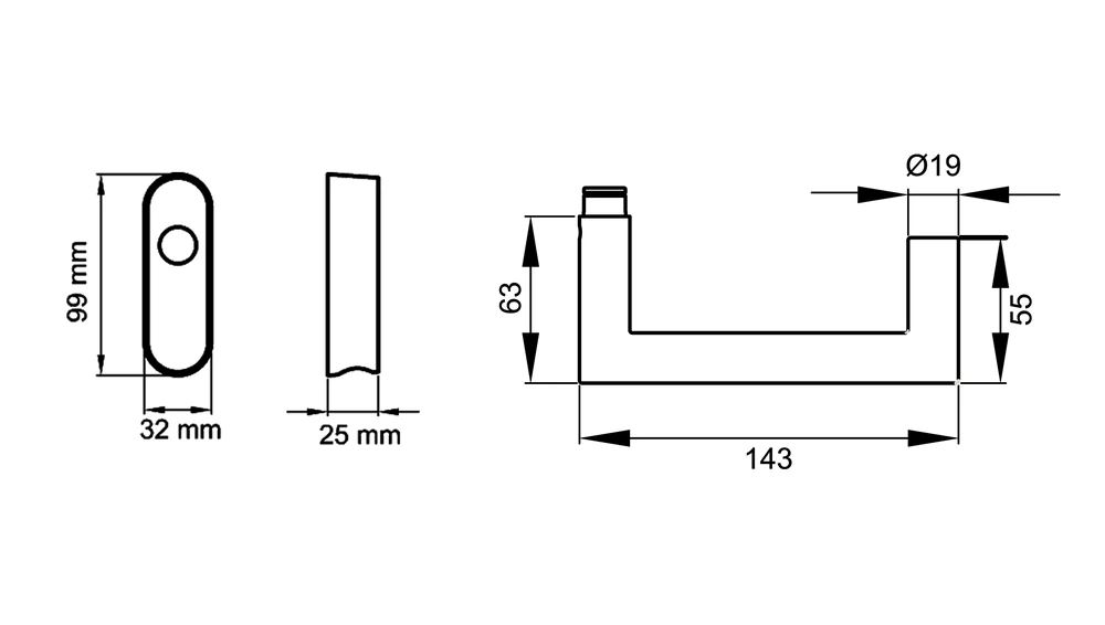 Technische Zeichnung [EF204 EAR 71] Karcher Fenstergriff "Kos" (verschließbar)