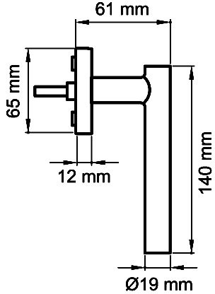 Technische Zeichnung [EF214 71] Karcher Fenstergriff "Manhattan" (Drehkipp)