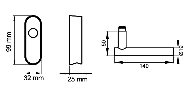Technische Zeichnung [EF214 EAR 71] Karcher Fenstergriff "Manhattan" (verschließbar)