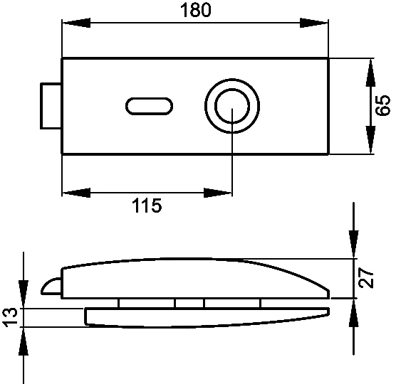 Technische Zeichnung [EGS 100A BB 71] Karcher Glastürschloss "Air" EGS100A (Buntbart)