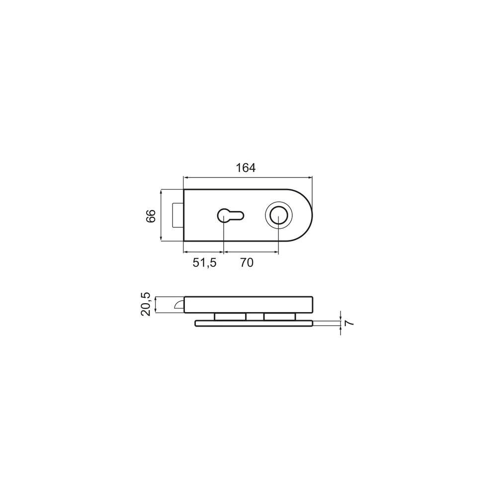 Technische Zeichnung [EGS 120 PZ 71] Karcher Glastürschloss "Metro" EGS120 (Profilzylinder)