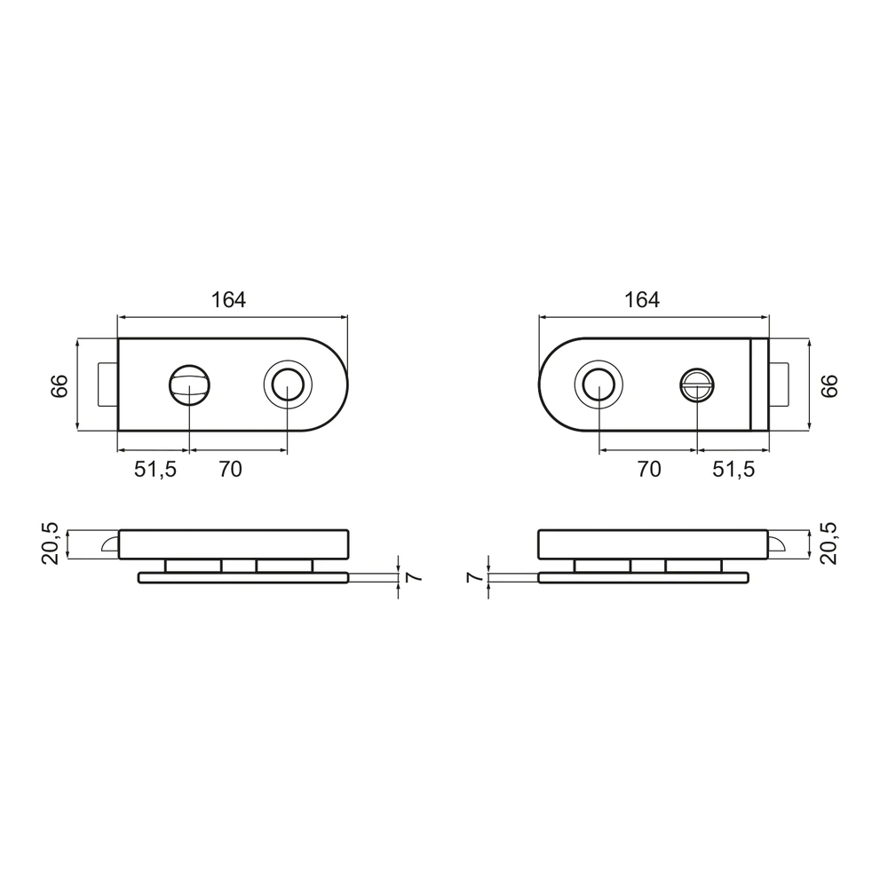 Technische Zeichnung [EGS 120 BAD 71] Karcher Glastürschloss "Metro" EGS120 (Bad/WC)