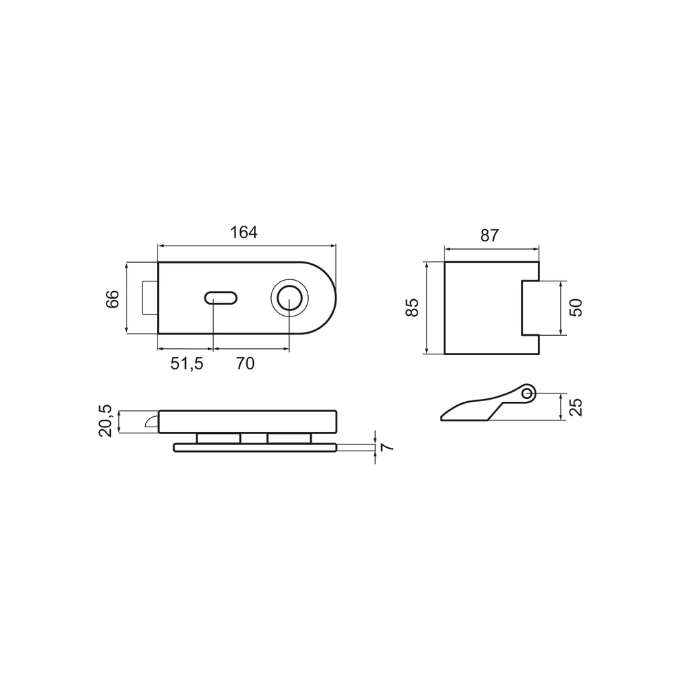 Technische Zeichnung [EGS 370 BB 71] Karcher Glastürschloss "Metro" EGS370 (Buntbart)