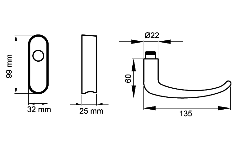 Technische Zeichnung [EF224 EAR 71] Karcher Fenstergriff "Elba" (verschließbar)