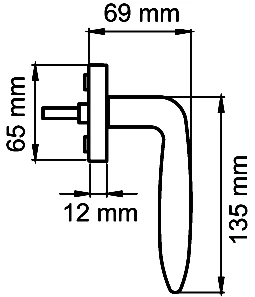 Technische Zeichnung [EF244 71] Karcher Fenstergriff "Korfu" - Oberfläche: Edelstahl matt, Fensterfunktion: Drehkipp (Edelstahl matt, Drehkipp)