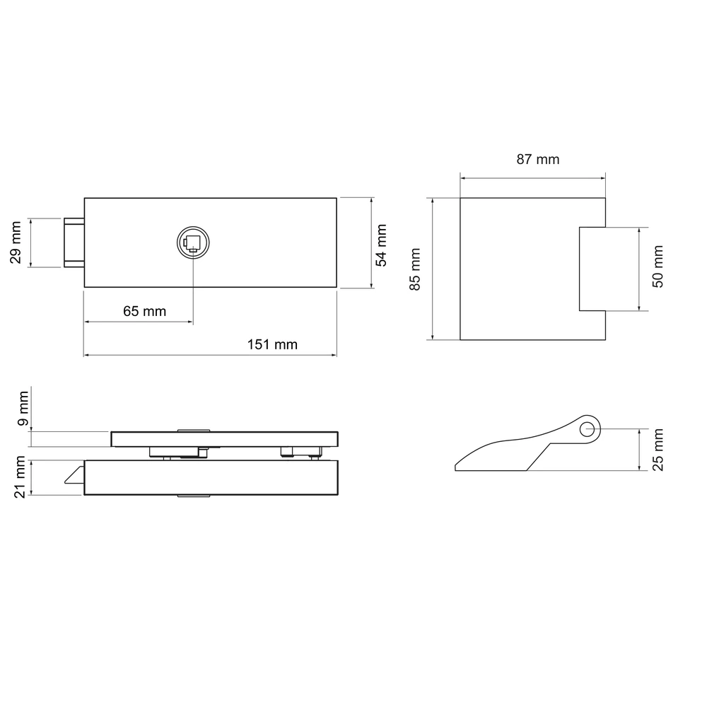 Technische Zeichnung [EGS 660Q 0S 83] Karcher Glastürschloss "Edge" EGS660Q (Kosmos Schwarz)