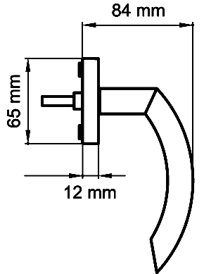 Technische Zeichnung [EF264 71] Karcher Fenstergriff "Sylt" (Drehkipp)