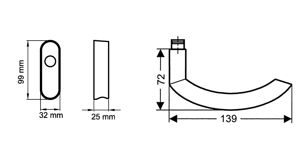 Technische Zeichnung [EF264 EAR 71] Karcher Fenstergriff "Sylt" (verschließbar)