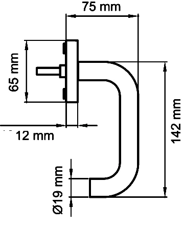 Technische Zeichnung [EF274 71] Karcher Fenstergriff "Kreta" - Oberfläche: Edelstahl matt, Fensterfunktion: Drehkipp (Drehkipp)