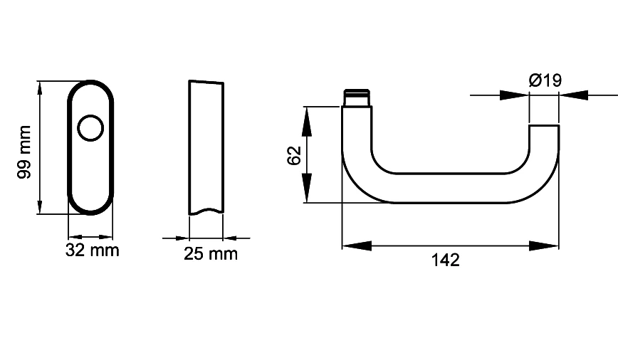 Technische Zeichnung [EF274 EAR 71] Karcher Fenstergriff "Kreta" (verschließbar)