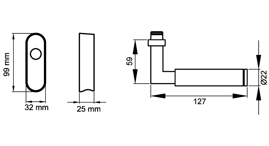 Technische Zeichnung [EF314 EAR 72] Karcher Fenstergriff "Tasmania" (Edelstahl poliert, verschließbar)