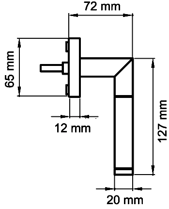 Technische Zeichnung [EF344 71] Karcher Fenstergriff "Rio Steel" (Edelstahl matt, Drehkipp)
