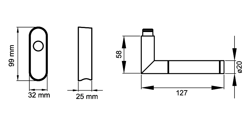 Technische Zeichnung [EF344 EAR 71] Karcher Fenstergriff "Rio Steel" (Edelstahl matt, verschließbar)