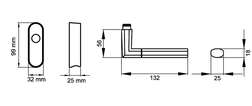 Technische Zeichnung [EF484 EAR 73] Karcher Fenstergriff "Oregon" (Edelstahl poliert / matt, verschließbar)